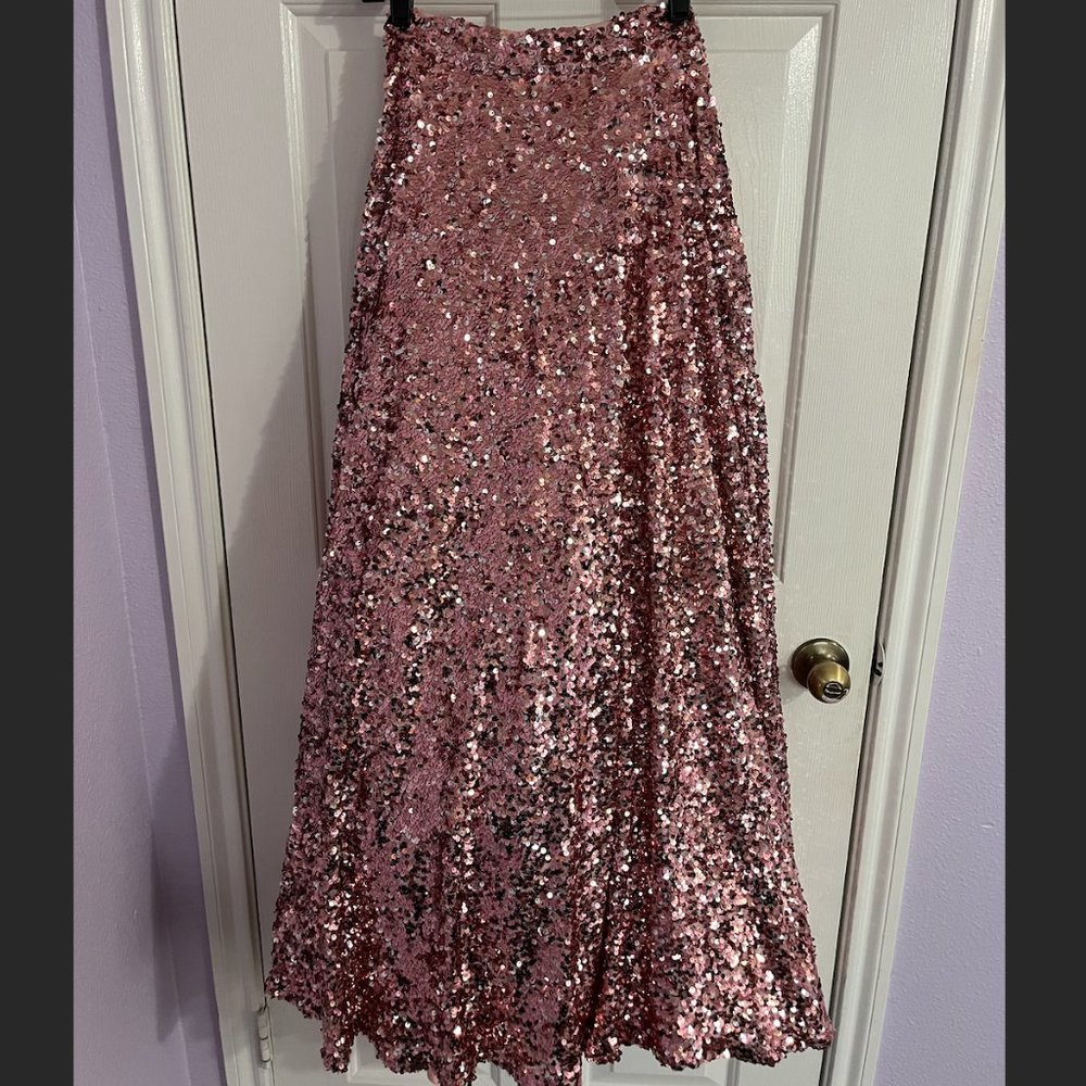 pink sequin lehenga- small
